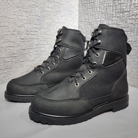 Reax Tasker Men's Size 10.5 US Black Leather Lace up Motorcycle Boots REXB1-BZ - Picture 1 of 10